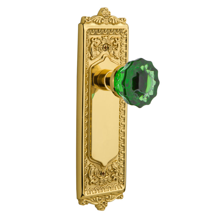 Nostalgic Warehouse Emerald Crystal Interior Mortise Door Knob with Egg